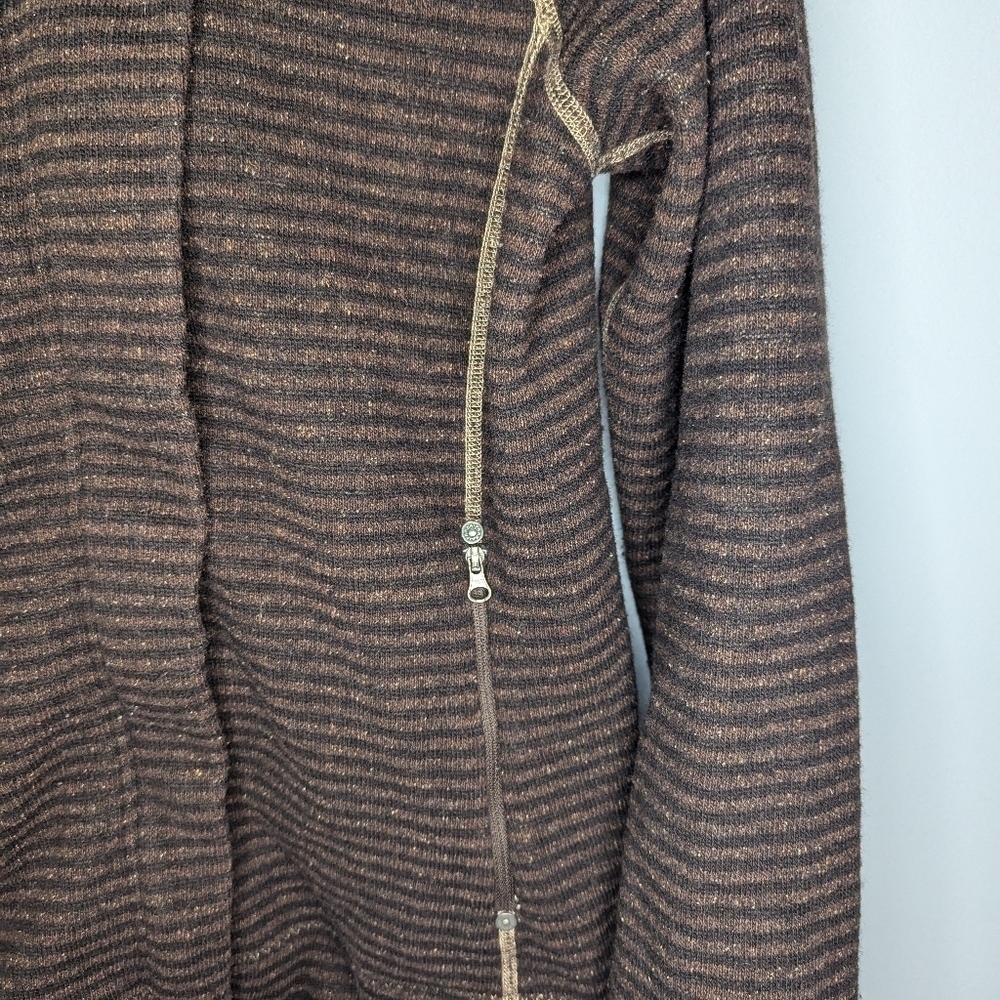 prAna Women's brown Wool Knit Hooded Fitted Zippered Plush-Lined Jacket Large - Picture 4 of 8